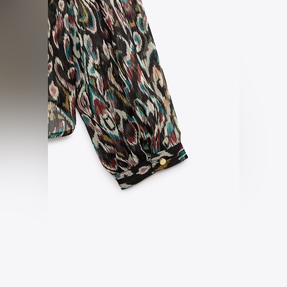 ZARA PRINTED SHIRT WITH METALLIC THREAD - Picture 9 of 9
